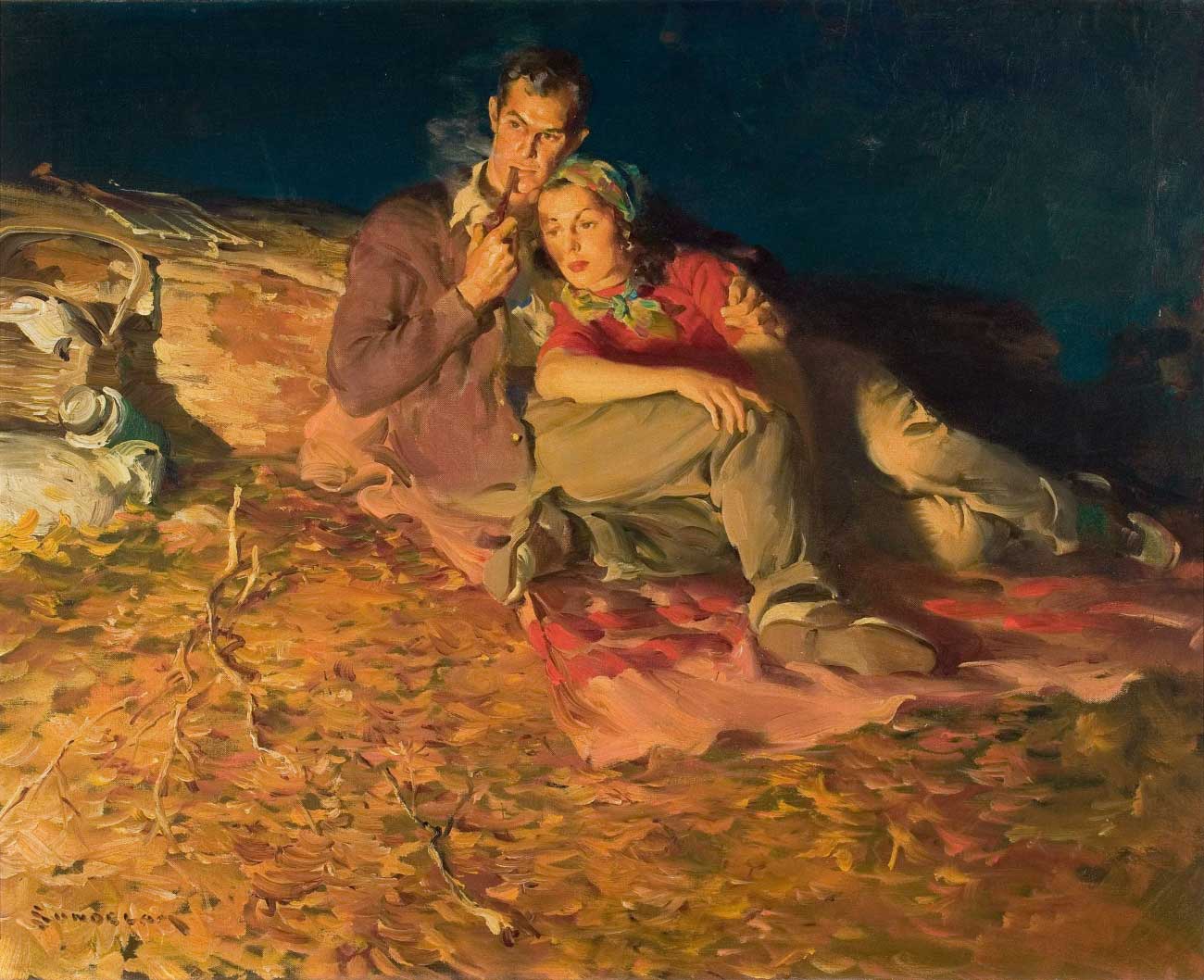 Campfire Romance by Haddon Hubbard Sundblom